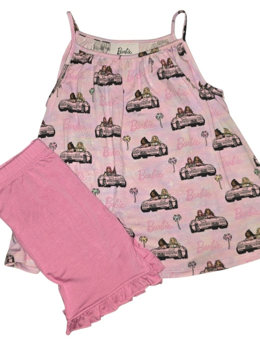 Posh Peanut Cruisin Barbie Ruffled Tank & Shorts Set 3T/4T NWOT